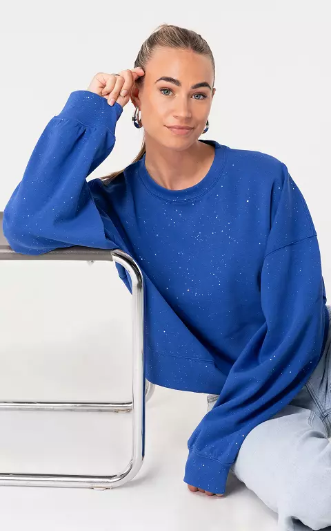 Trui met glitter kobalt blauw