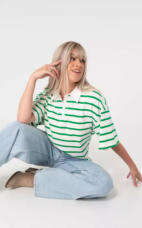 Striped shirt white green