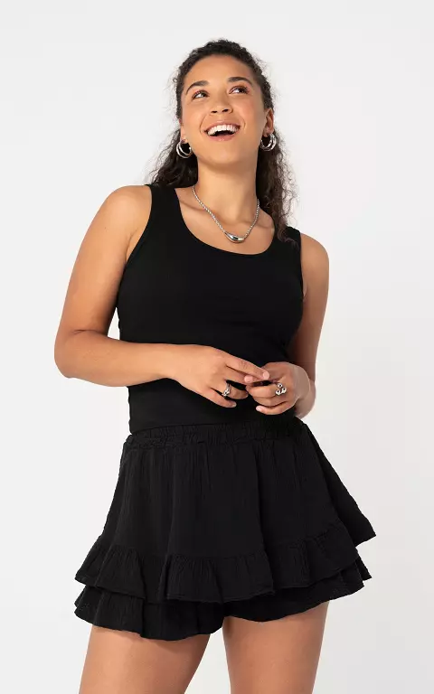 Skort met ruffles zwart
