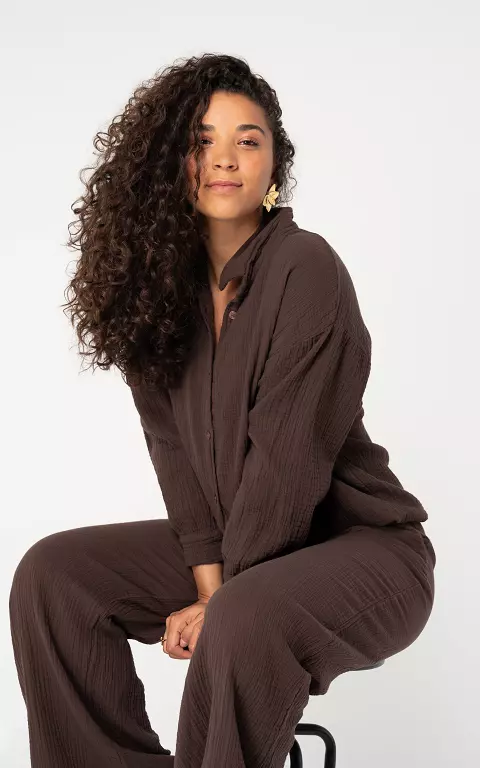 Katoenen blouse donkerbruin