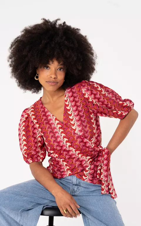 Vest met overslag roze rood
