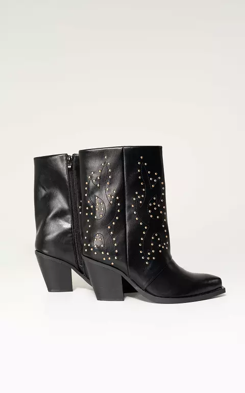 Ankle boot with heel black gold