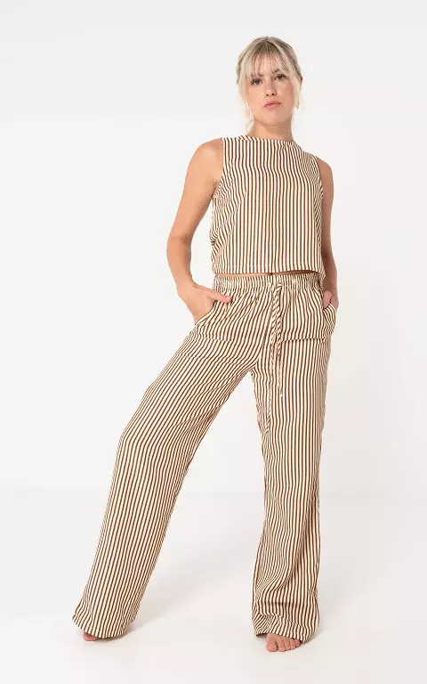 Streeppatroon broek wit bruin