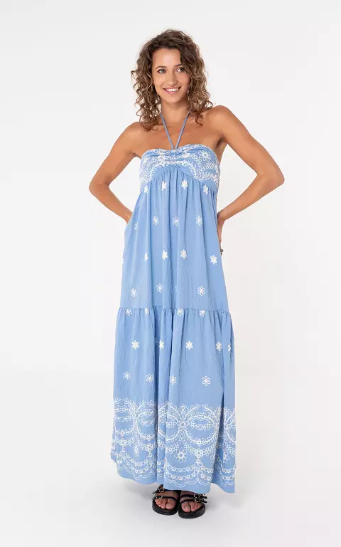 Maxi jurk lichtblauw wit