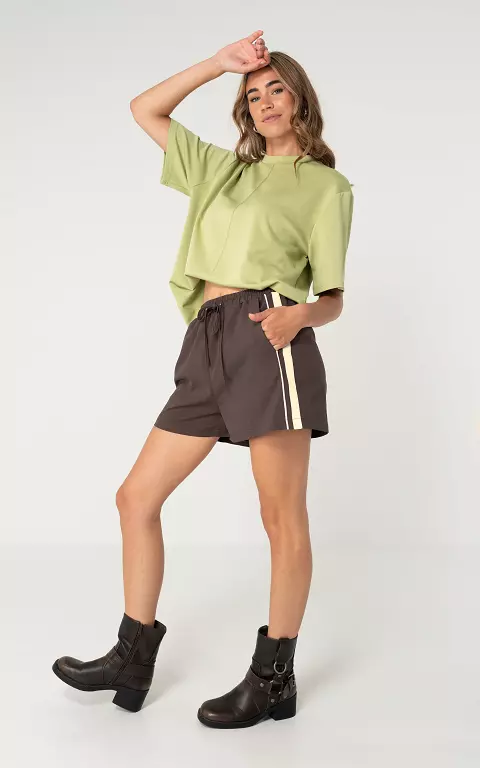 Shorts with stripes brown cream