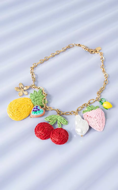 Ketting met bedels goud multicolor