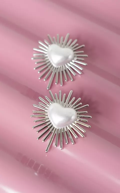 Oorstekers van stainless steel met hartje zilver