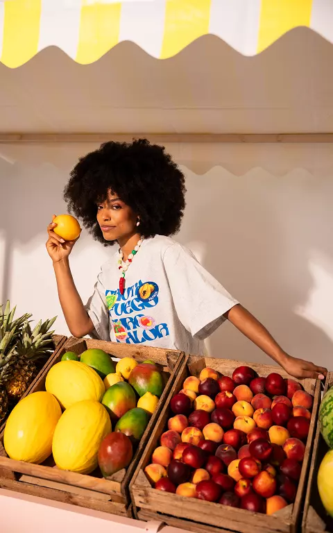 Cropped top lichtgrijs blauw