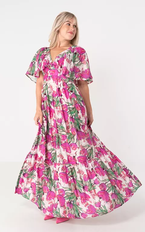 Maxi jurk fuchsia groen
