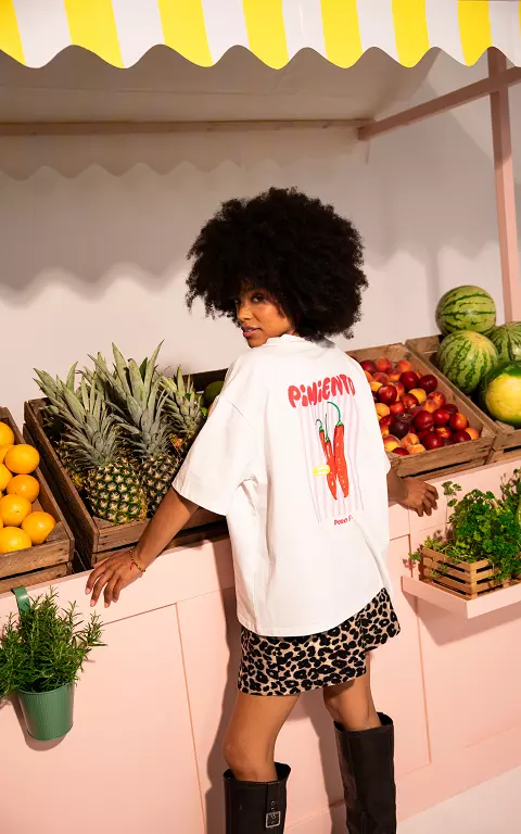 Shirt met opdruk wit rood