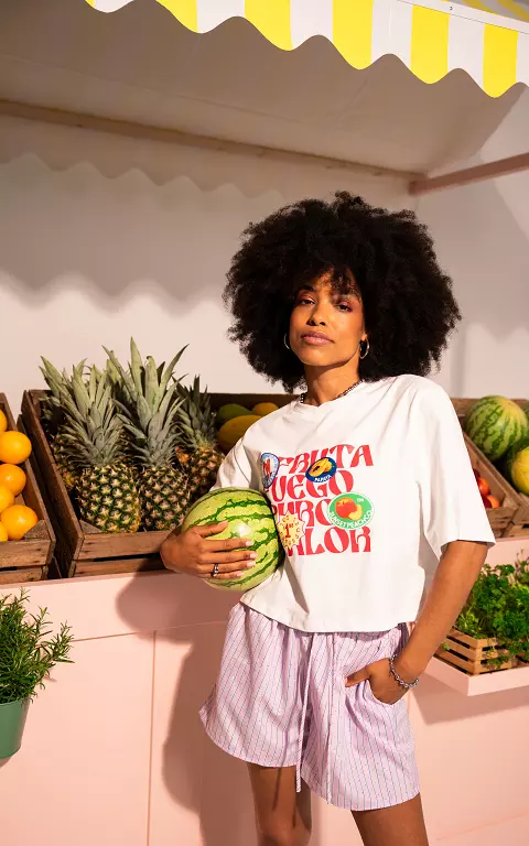 Cropped top wit roze