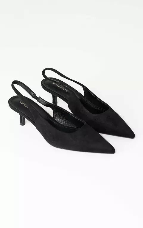 Suede look heels black