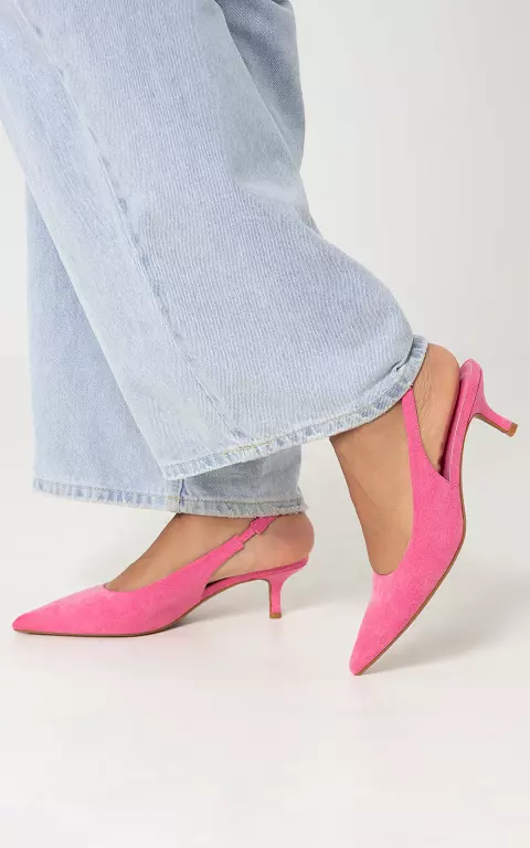 Suede look heels pink