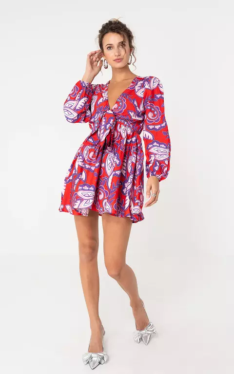 Jurk met strikdetail rood paars