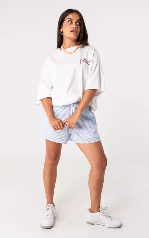 Short met streep lichtblauw wit