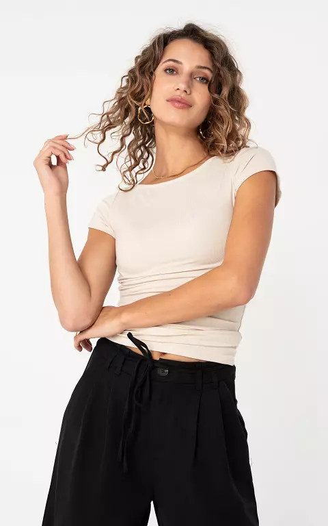 Top met plooien beige
