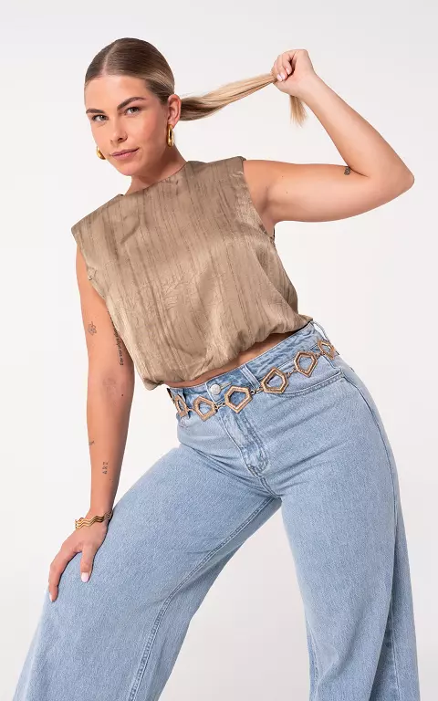 Satin look top taupe