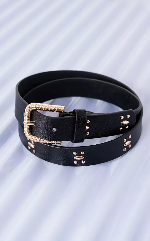 Belt with studs black gold