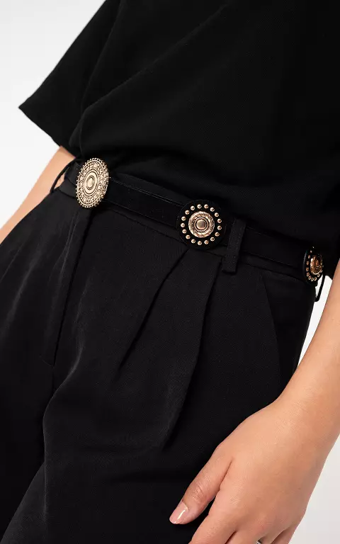 Riem met studs zwart goud