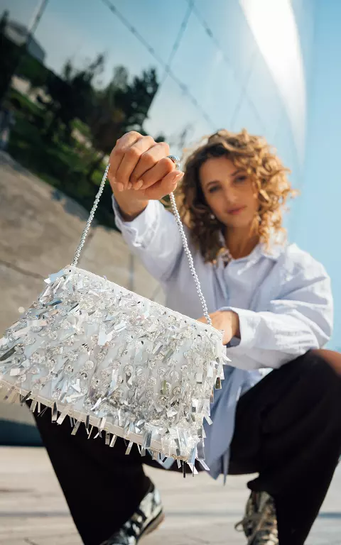 Bag with pearls silver