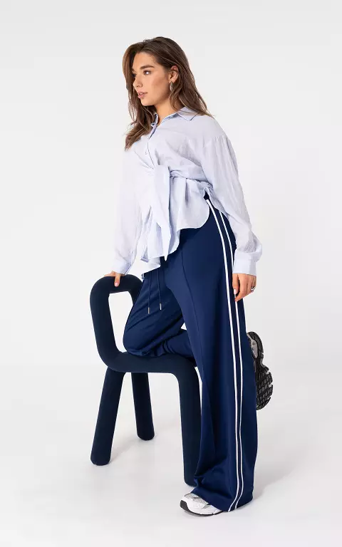 Broek met streep donkerblauw wit