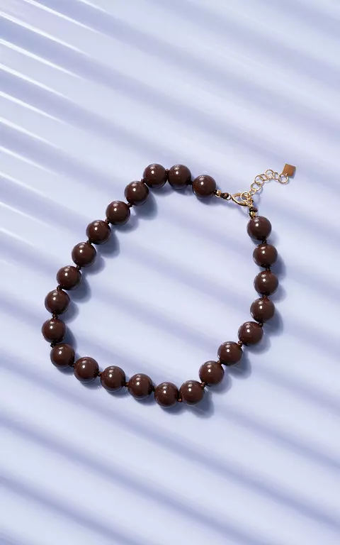 Kralen ketting donkerbruin