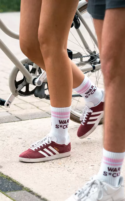 War S*cks socks white light pink