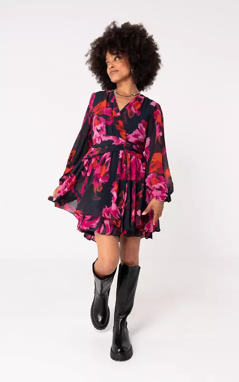 Jurk met print zwart roze