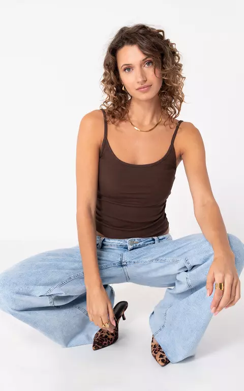 Cropped top donkerbruin