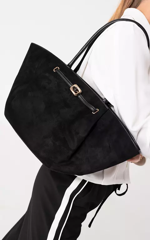 Suède look tas zwart