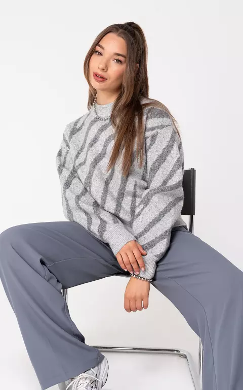 Zebraprint trui lichtgrijs grijs