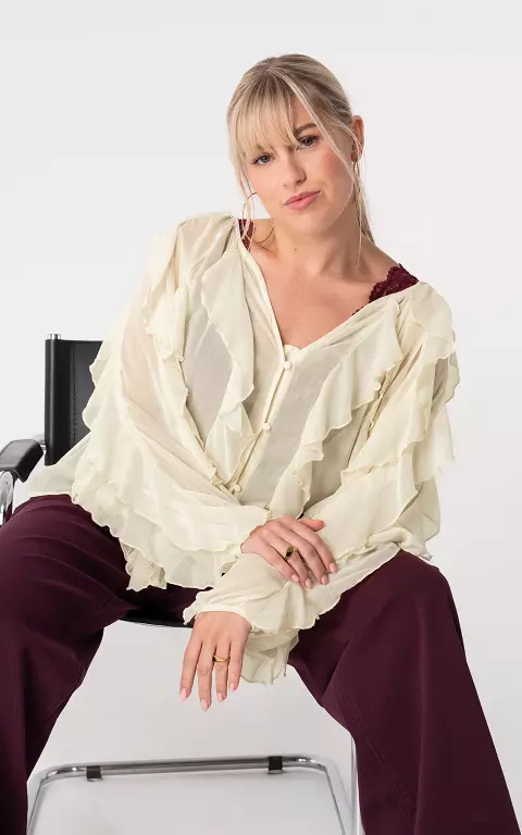 See through blouse creme