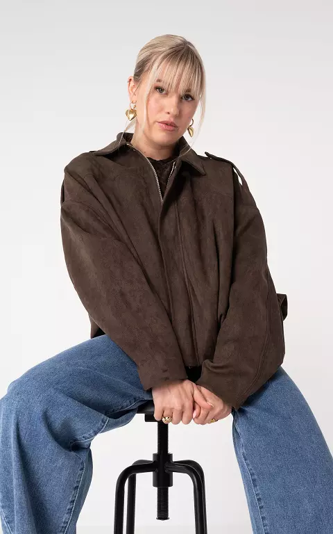 Oversized jasje donkerbruin