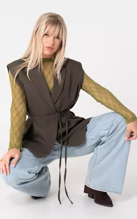 Gilet met knoop donkerbruin