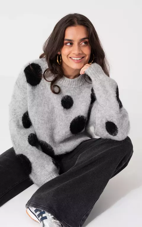 Trui met stippen grijs zwart