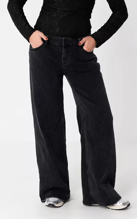 Wide leg jeans donkergrijs