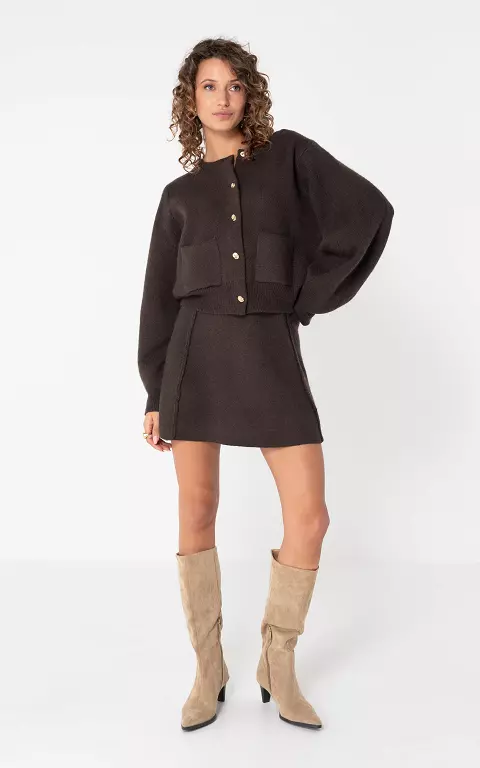 Gebreide set donkerbruin