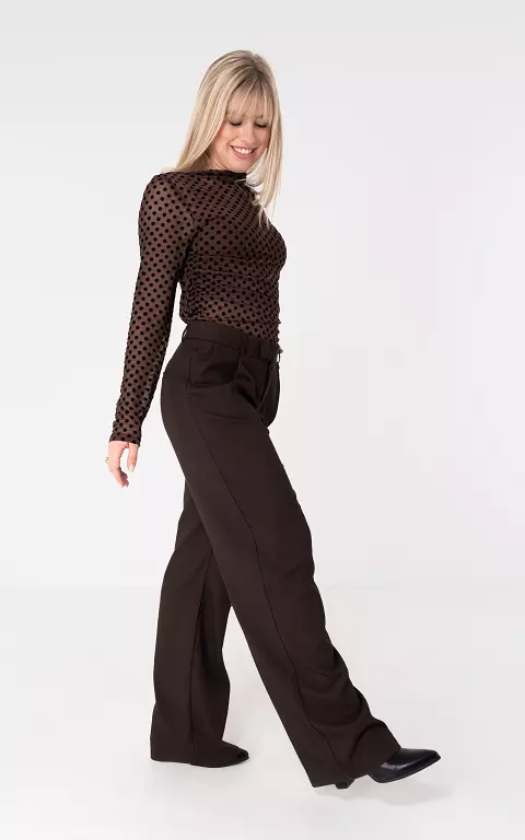 Wide leg broek donkerbruin
