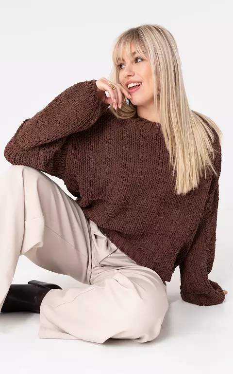 Pullover mit Rundhalsausschnitt braun