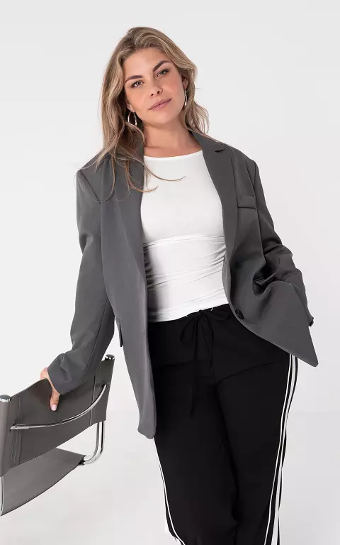 Oversized Blazer mit dekorativen Taschen dunkelgrau