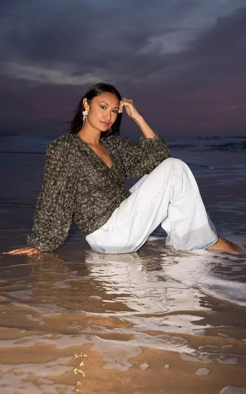 Glitter wrap top brown