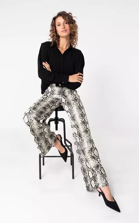 Wide leg broek wit grijs