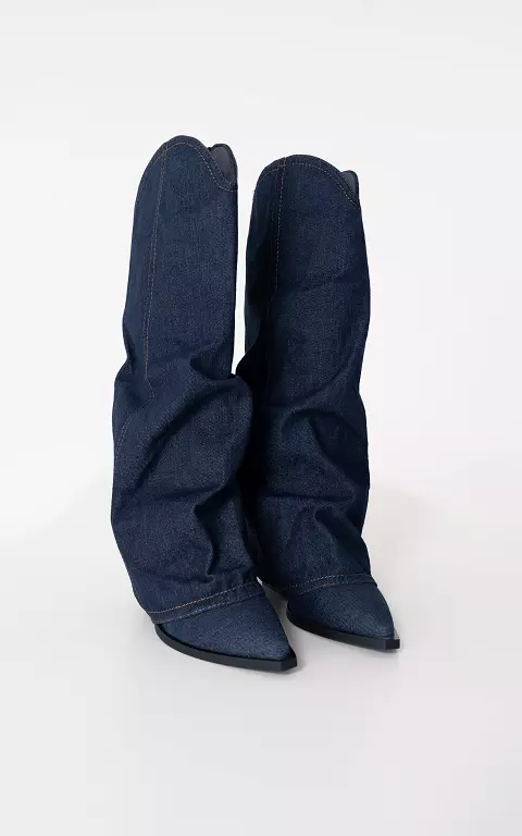 Cowboylaars met overslag donkerblauw