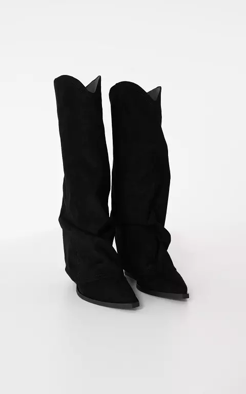 Cowboylaars met overslag zwart