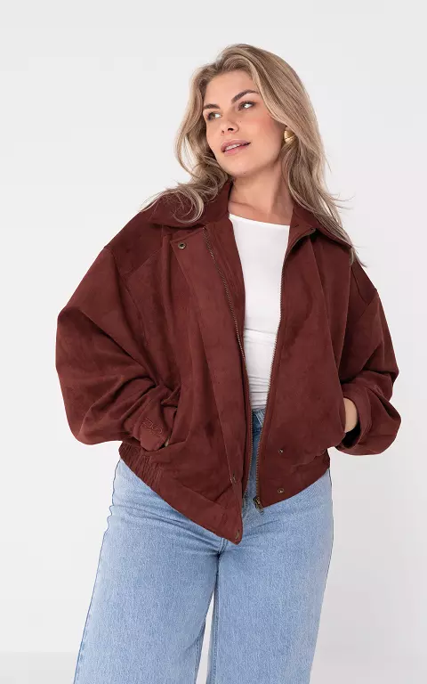 Jacke in Wildleder-Optik bordeaux