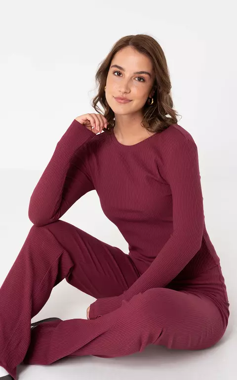 Top with ribbed fabric bordeaux