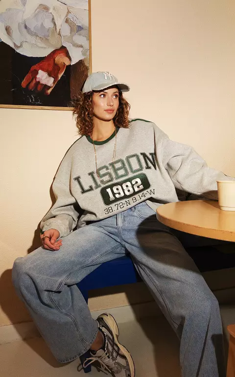 Sweater with stripes green grey