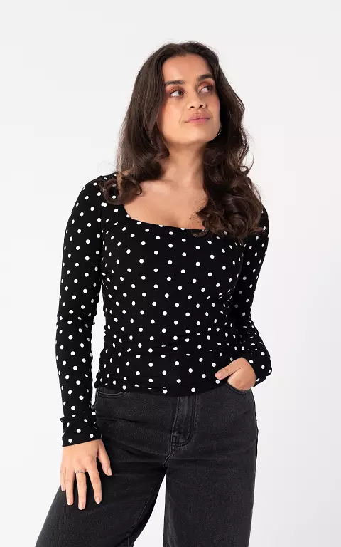 Top mit Punkten schwarz weiss