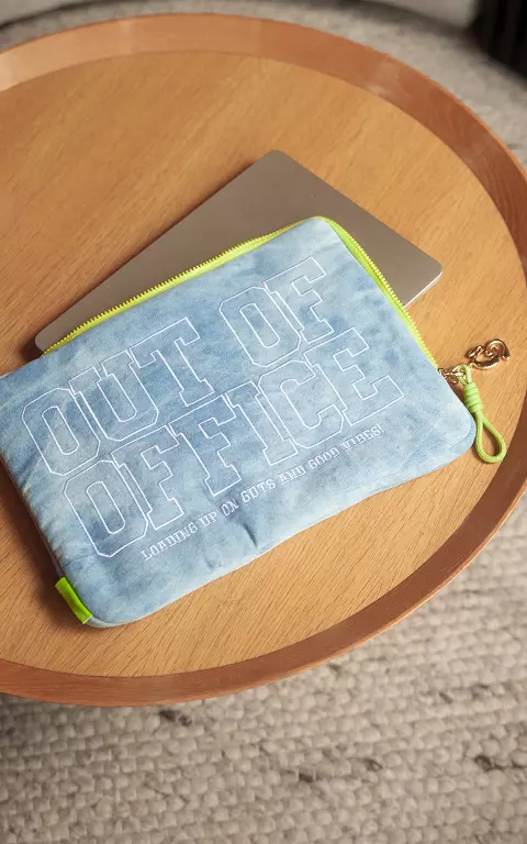 Laptophoes met rits blauw