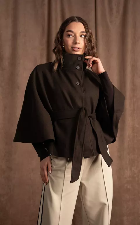 Jacke mit Gürtel dunkelbraun